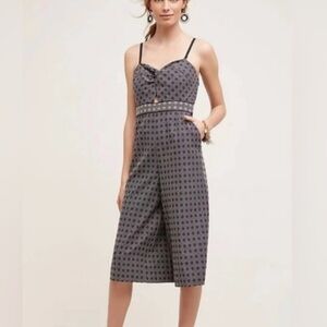 Elvenses Anthro Cotton Wide Leg Jumper Removable Strap Pockets Embroidery Size